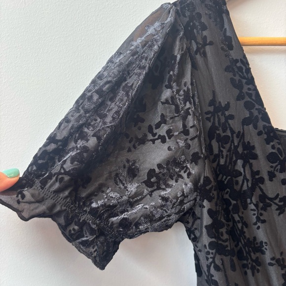 Disturbia Lilias Devoré Tiered Maxi Dress size 2 Black Velvet Goth Whimsygoth - Picture 7 of 14